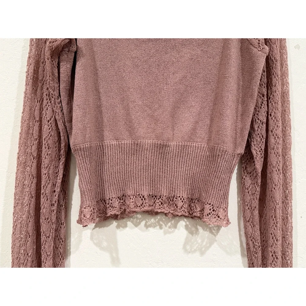 Free People Intimately Love Letter Lace Crochet Top Mauve Pink Square Neck M